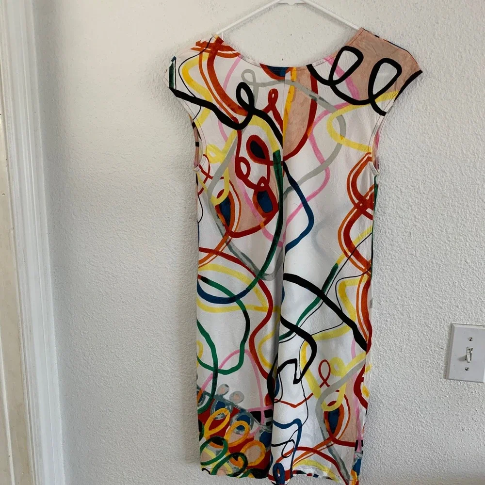 Jams World Honolulu White Multicolor Print Dress Size Small Short Sleeve